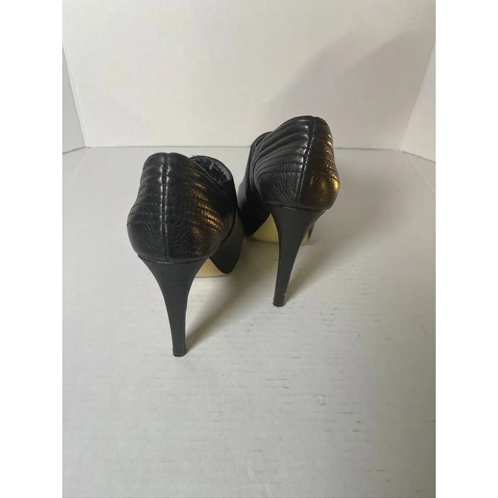 Ladies‎ Calvin Klein Black Leather Peek a boo Bootie Size 6M